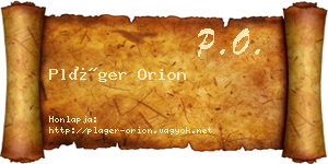 Pláger Orion névjegykártya